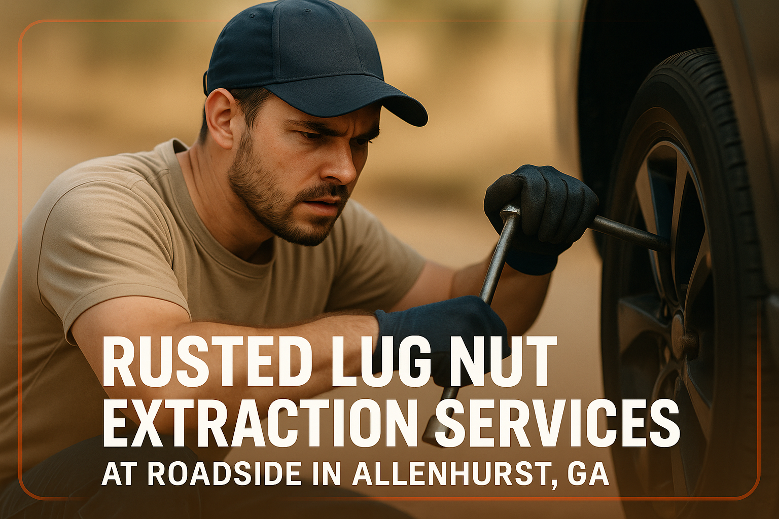 Rusted Lug Nut Extraction Services at Roadside in Allenhurst, GA